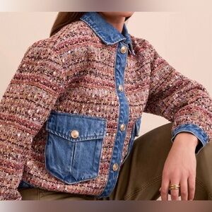 Tribal Jeans NWOT Tweed Mixed Denim Jacket